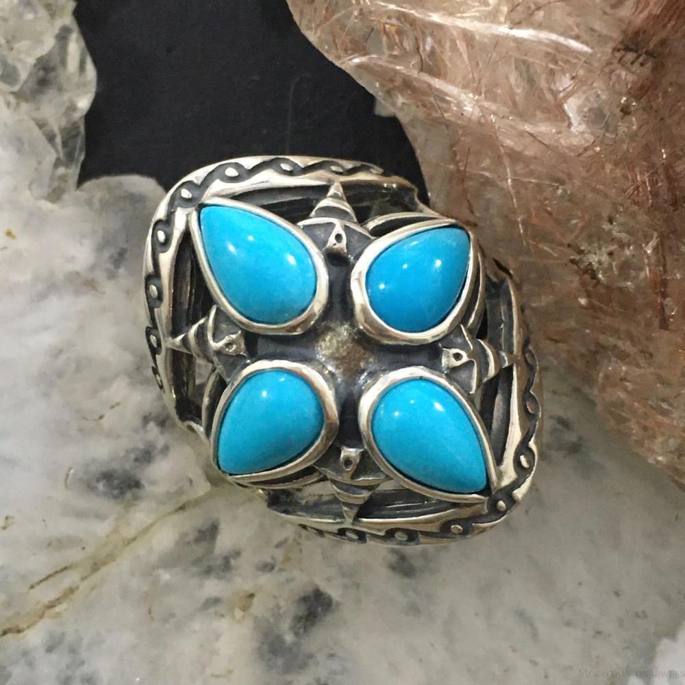 Carolyn Pollack Sterling 4 Sleeping Beauty Turquoise Decorated Cluster For Women